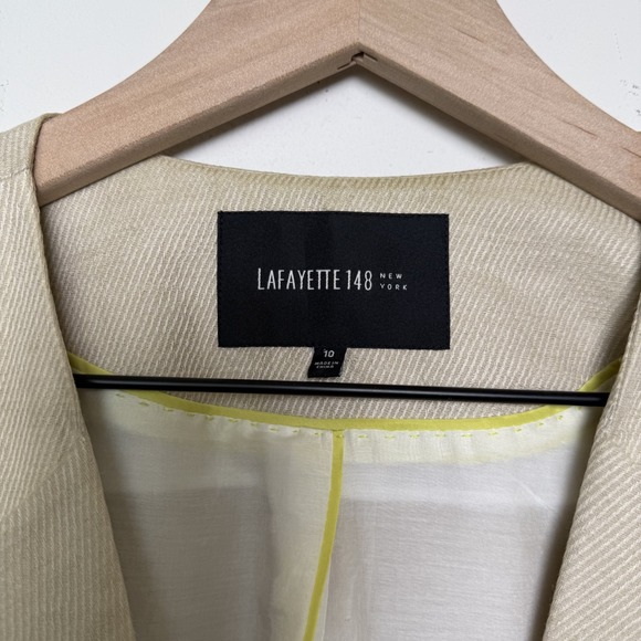 Lafayette 148 New York Women Linen Blazer Jacket 10 Tan Luxury Old Money Office - Picture 2 of 12